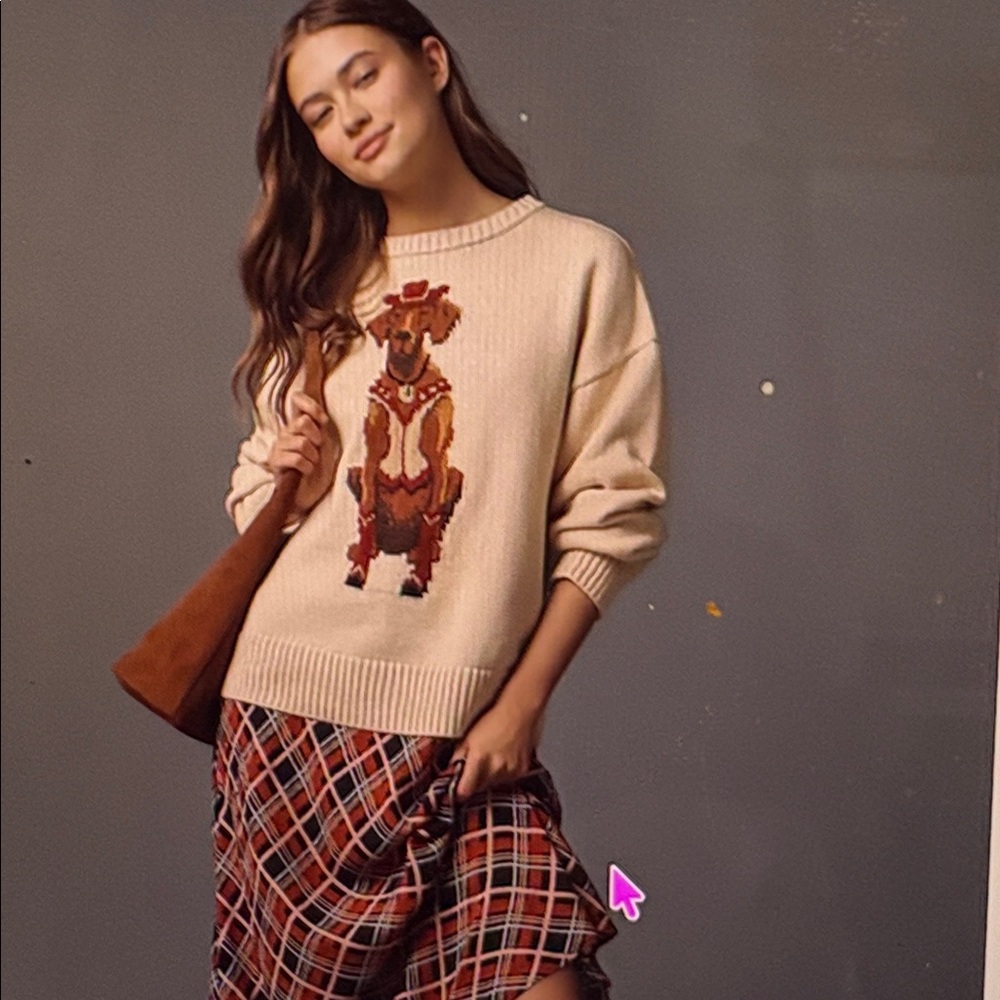 Anthropologie Porridge Western Jolene Pullover Jumper Dog πΆ Sweater - Picture 7 of 7